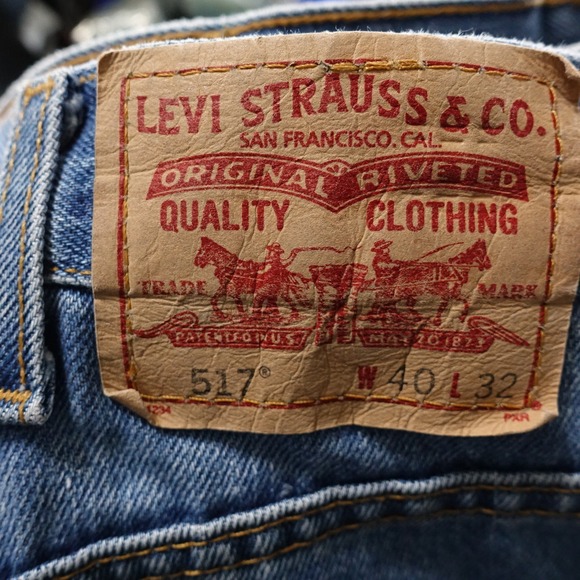 VINTAGE LEVI'S 517 BOOT CUT USA MADE DENIM BLUE JEANS MENS SZ 40X32 (39X32) - Picture 10 of 11